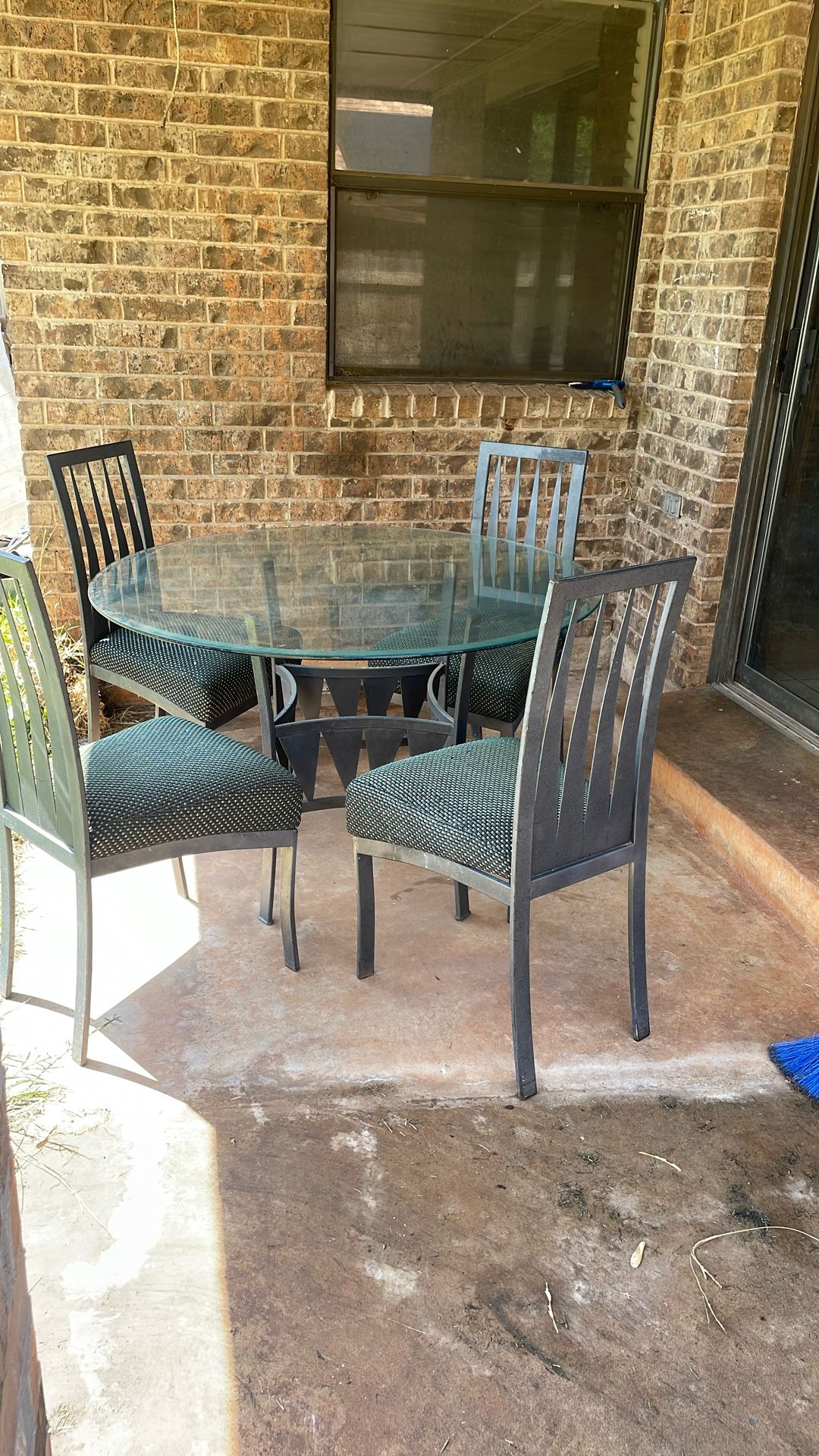 Dining Room Table Set, Glass Top, No Cracks, 