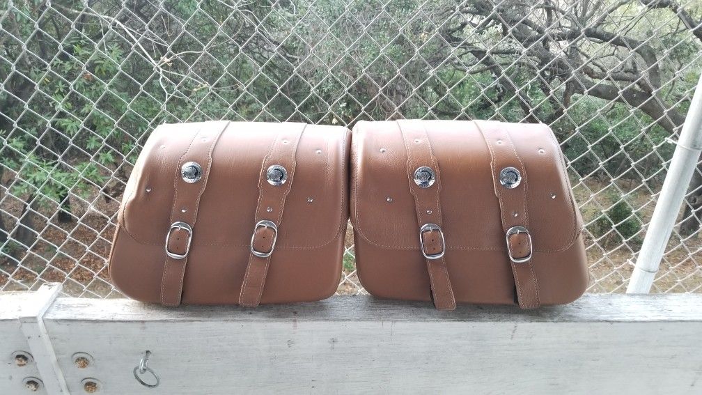 Indian Genuine Leather Saddle Bags - Desert Tan