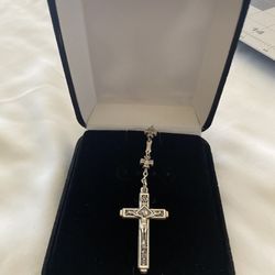 Rosary - Crucifix Silver/ Black  Tone Made In Italy