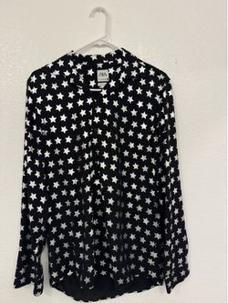 Zara black button up star shirt s