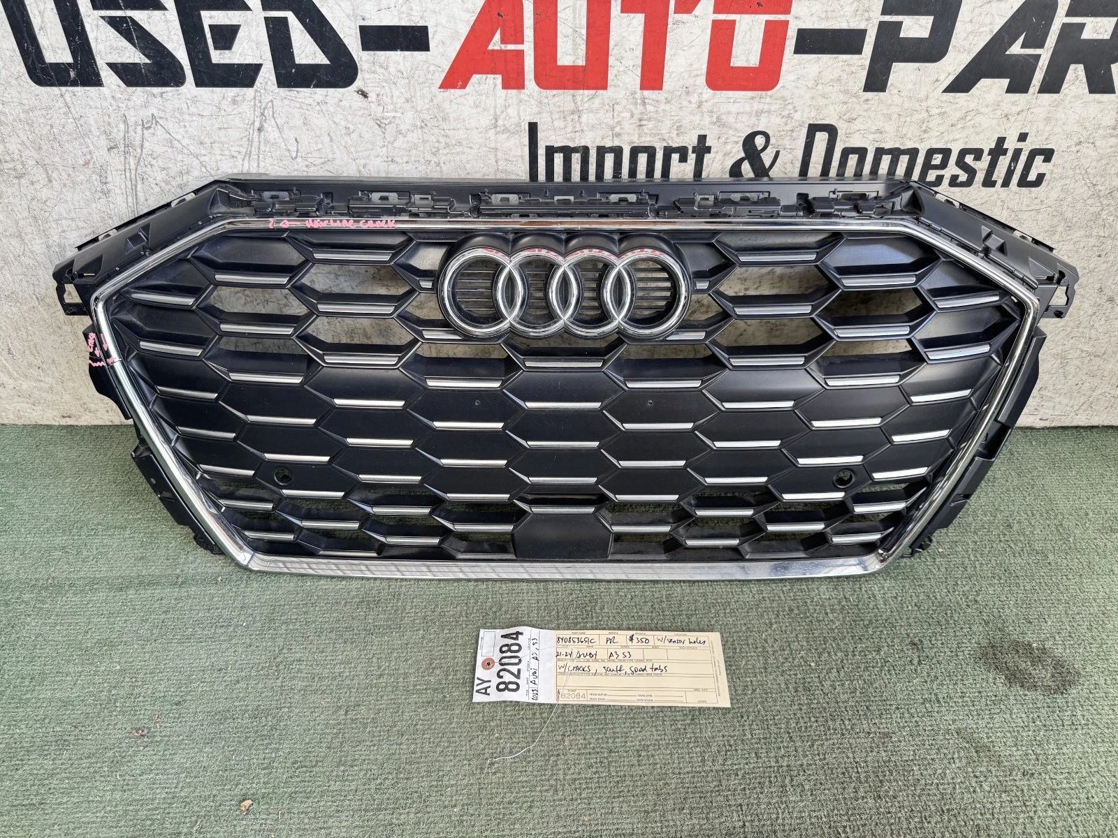 w/cracks 2021 - 2022 - 2023 - 2024 AUDI A3 S3 FRONT BUMPER GRILLE OEM AY82084