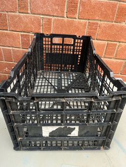 Black Plastic Milk Crate Storage light weight