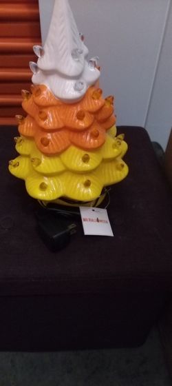 Mr. Halloween Ceramic Candy Corn Light-Up Tree – Halloween Decor
