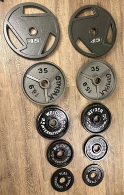 Olympic Weight Plates: 45s, 35s, 25s, 10s and 5s. Total: 236 lbs.