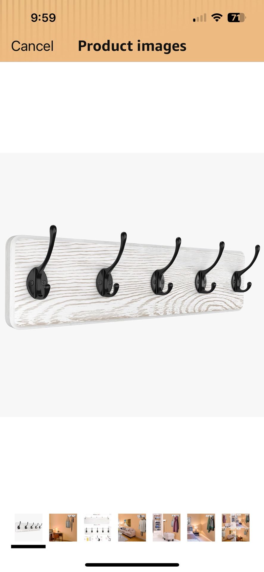 Rustic Coat Rack Wall Mount 5 hooks