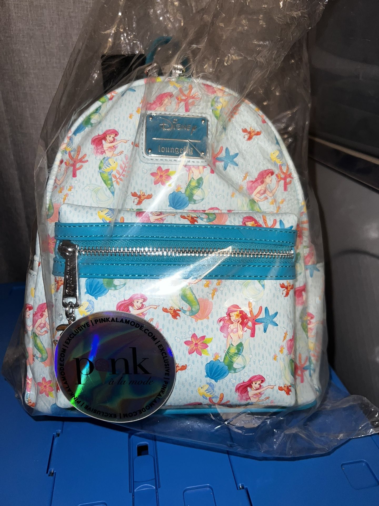 NWT LE 600 Loungefly Pink A La Mode Little Mermaid Ariel AOP Mini Backpack