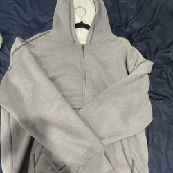Large Hollister Boxy Thermal-Lined Zip-Up Hoodie