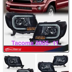 Pair of headlights black housing for Toyota Tacoma 2005 to 2011