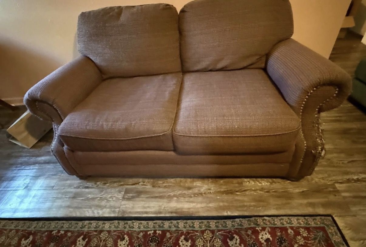 Red-brown Loveseat FREE AT CURB