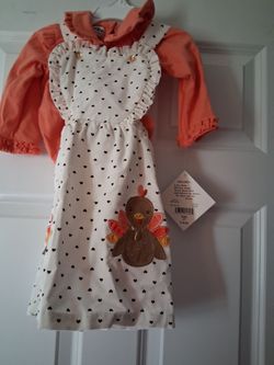 Girls Thanksgiving Turkey Jumper Dress Set 3T