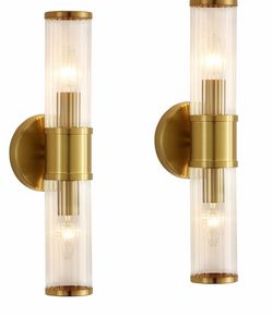 (B-26) Wall Sconces Set of Two Gold Morden Wall Lamp for Bathroom Living Room Vanity Lights Fixture (Without Bulbs)