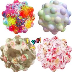 Fidget It Stress Ball 3D Silicone Push Bubble Pop Stress Balls Squeeze Ball 4 PC