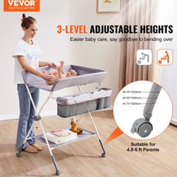 VEVOR Baby Changing Table, Folding Diaper Changing Station with Lockable Wheel