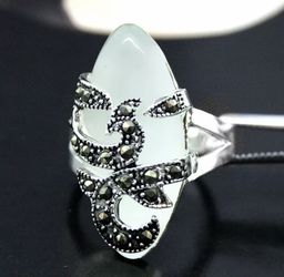 Opal in solid sterling silver ring size 9