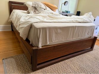 Custom Solid Wood Queen Bed with 6 storage drawers.  $250 obo
