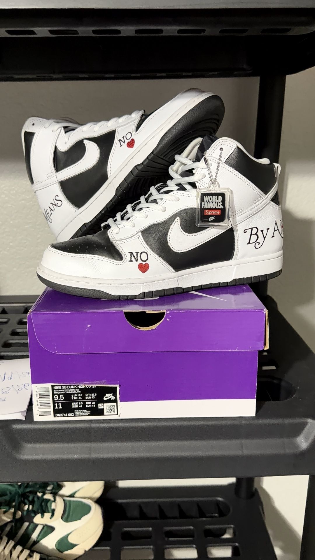 Supreme Nike SB Dunk High By Any Means size 9.5