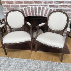 Pair Of Antique Chairs With New Upholstery 