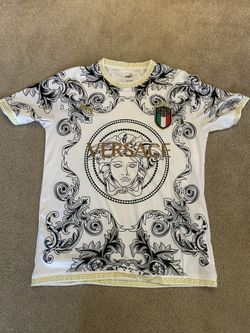 Versace Medusa Baroque Print T-Shirt White Black Gold Medusa Head Italy-Size Medium