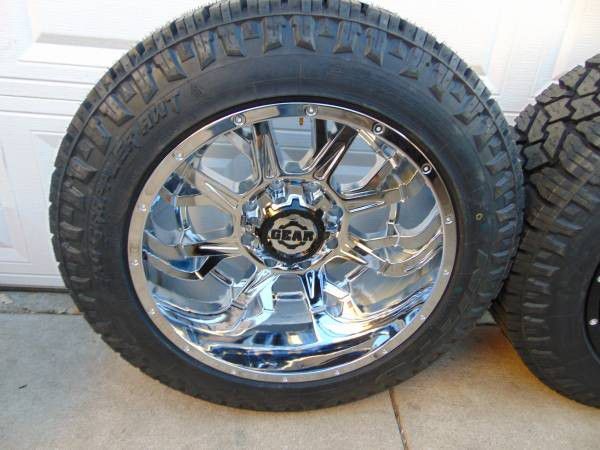 New LT 285 55 20 Nitto Exo Grappler 10PLY Tires & Chrome 20X12 Rims
