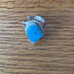 Turquoise Ring Sterling Silver Large Mens Sz11