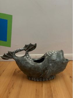 Ceramic Fish Tureen and Miniature Figurine Set