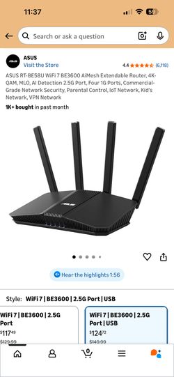 ASUS WiFi 7 Wireless Router NEW IN BOX RT-BE58U