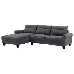 Caspian Upholstered Curved Armchair Sectional Sofa Gray On Sale 🇺🇸