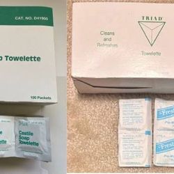 New! 100 Premoistened + 35 Castile Soap Towelettes - Cleans and refreshes 