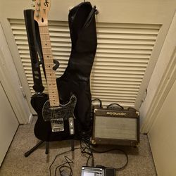 Electric guitar Square Fender +Amp +pedal