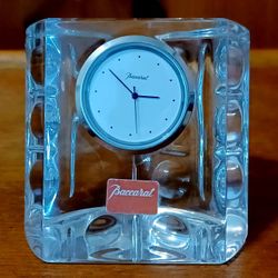 BACCARAT Equinox Crystal Rock Small Luxury Desk Clock Elegant Clear Paperweight 