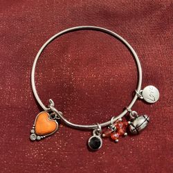 Expressions Love Silver Football Charm Family Mom Son Daughter Sports Bangle Bracelet Flowers Heart Orange Gemstone