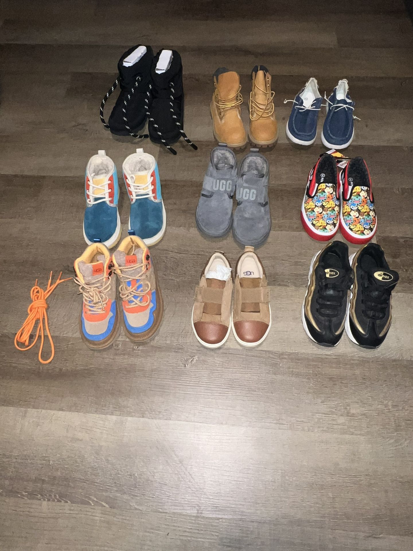 Lot Of 9 Kids Shoes Sneakers Boots Sizes 12/13/1/2/2.5 Youth - Ugg/Nike /pokemon/unbranded