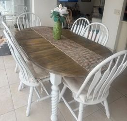 Beautiful 6 person farm dining table with chairs