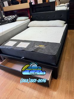 Queen memory foam mattress and Boxspring bed set new Colchon y tambor nuevo