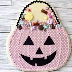 Halloween/Love Pink/ Jack O’lantern Felt Pumpkin Cookie/ Wreath Attachment