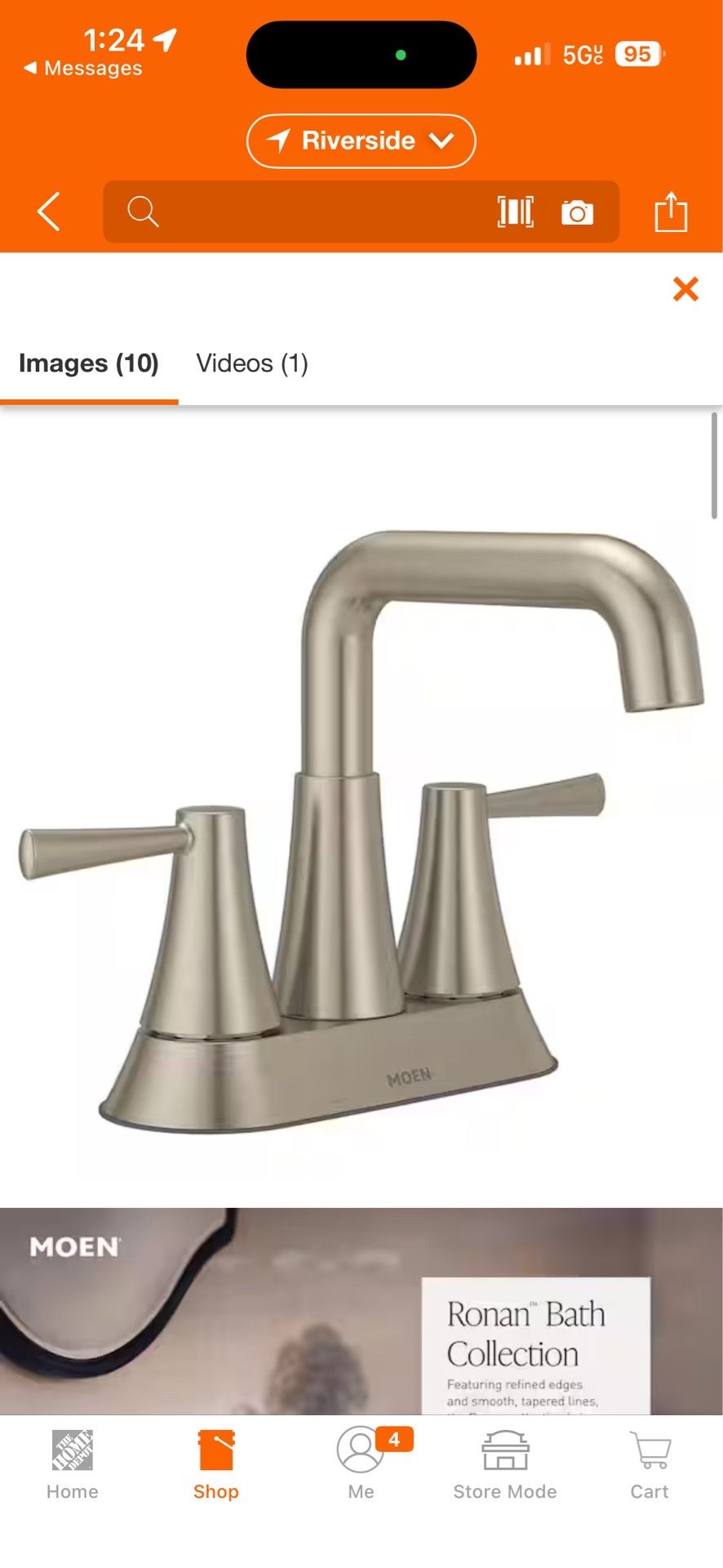 Moen Ronan 4 in. 2-Handle Bathroom Faucet Brushed Nickel