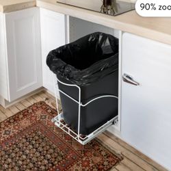 Pull-Out Single Sliding Trash Bins Kitchen Cabinet Cupboard Garbage Can, Black