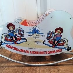 Vintage Raggedy Ann & Andy Rocking Horse Toy Bobbs Merrill Co Inc Rare!