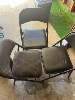 Black Metal Folding Chairs Set