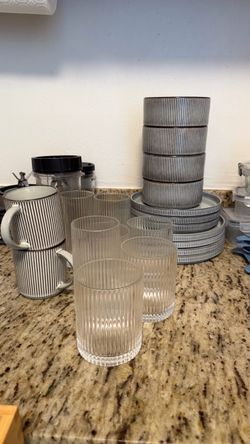 Set of cups, bowls and plates