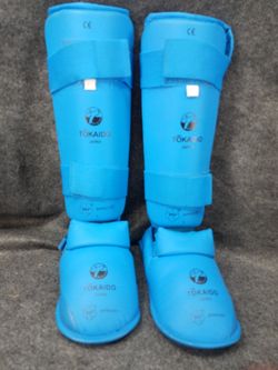 Karate Shin Instep Protector Leg Foot Sparring Gear Guard WKF Approved