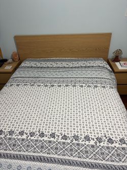 Queen Bedroom Set includes: Bed frame, 2 under bed drawers, 2 side tables, 1 dresser with 6 drawers.