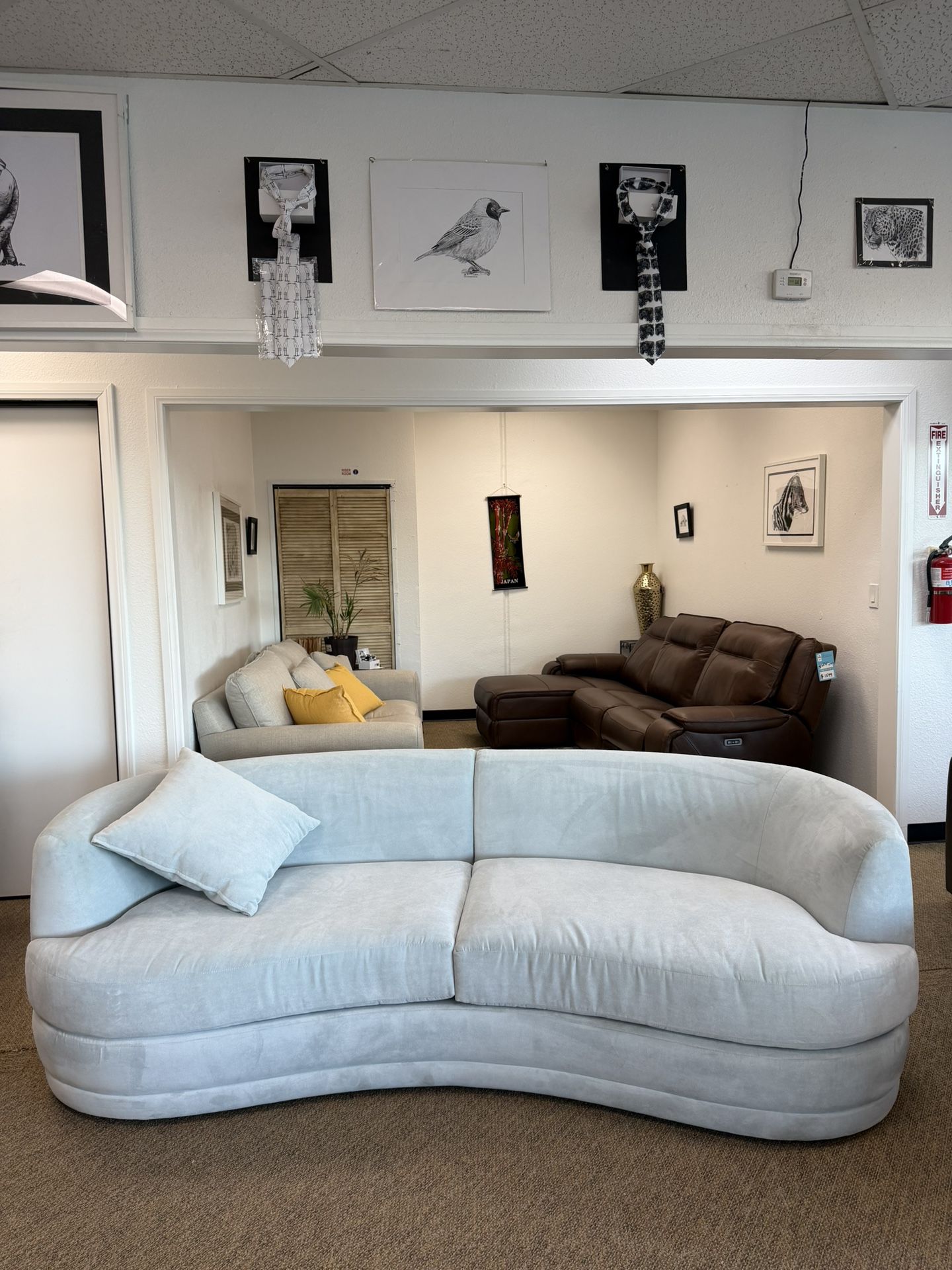 Carved Fabric Sofa-zero down Payment 