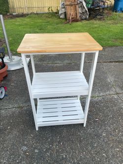 Solid Wood Kitchen Island with Two Shelves,