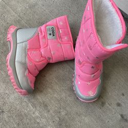 Coga Boots Girls Snow Boots Pink Fleece Lined Waterproof Boots size 1.5