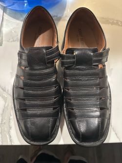 Josef Seibel Black Leather Fisherman Sandals