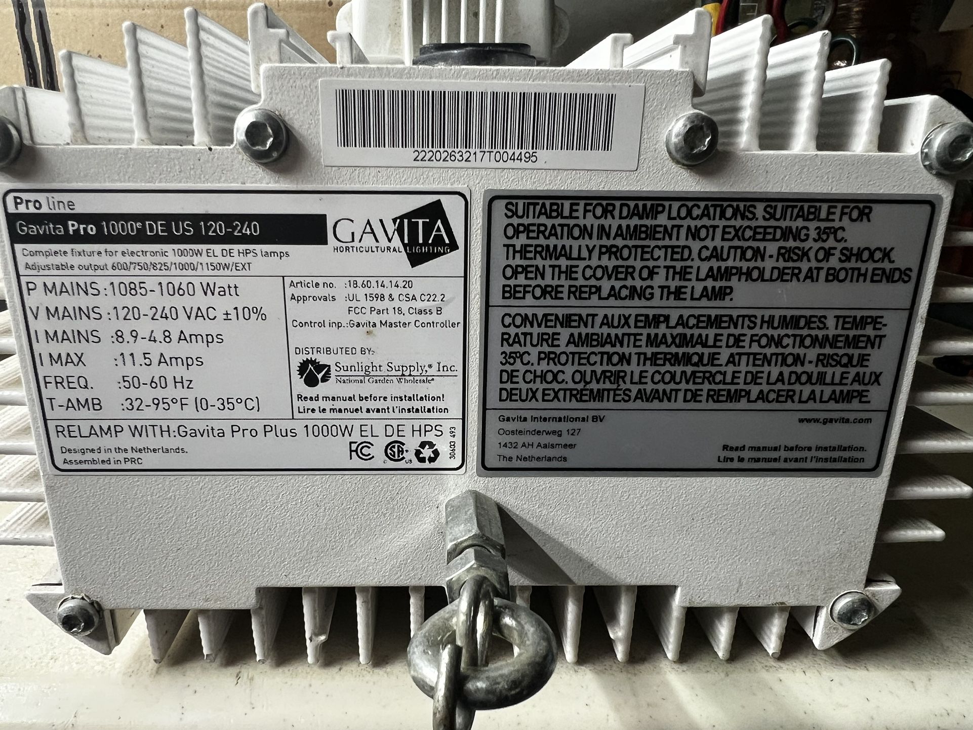 Gavita Pro 1000e DE HPS ONLY $2 Each!