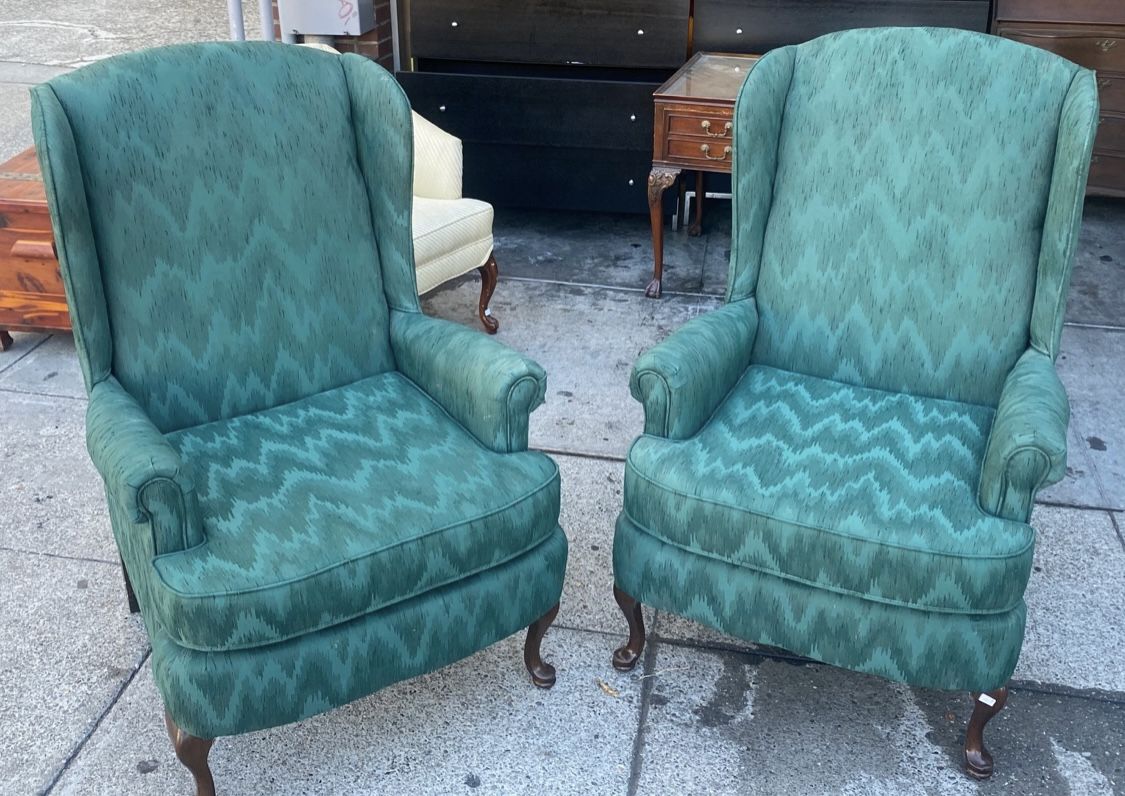 #109764, #109765 Emerald Green Wingback Chair (we have One Left) 29” L x 24.5” D