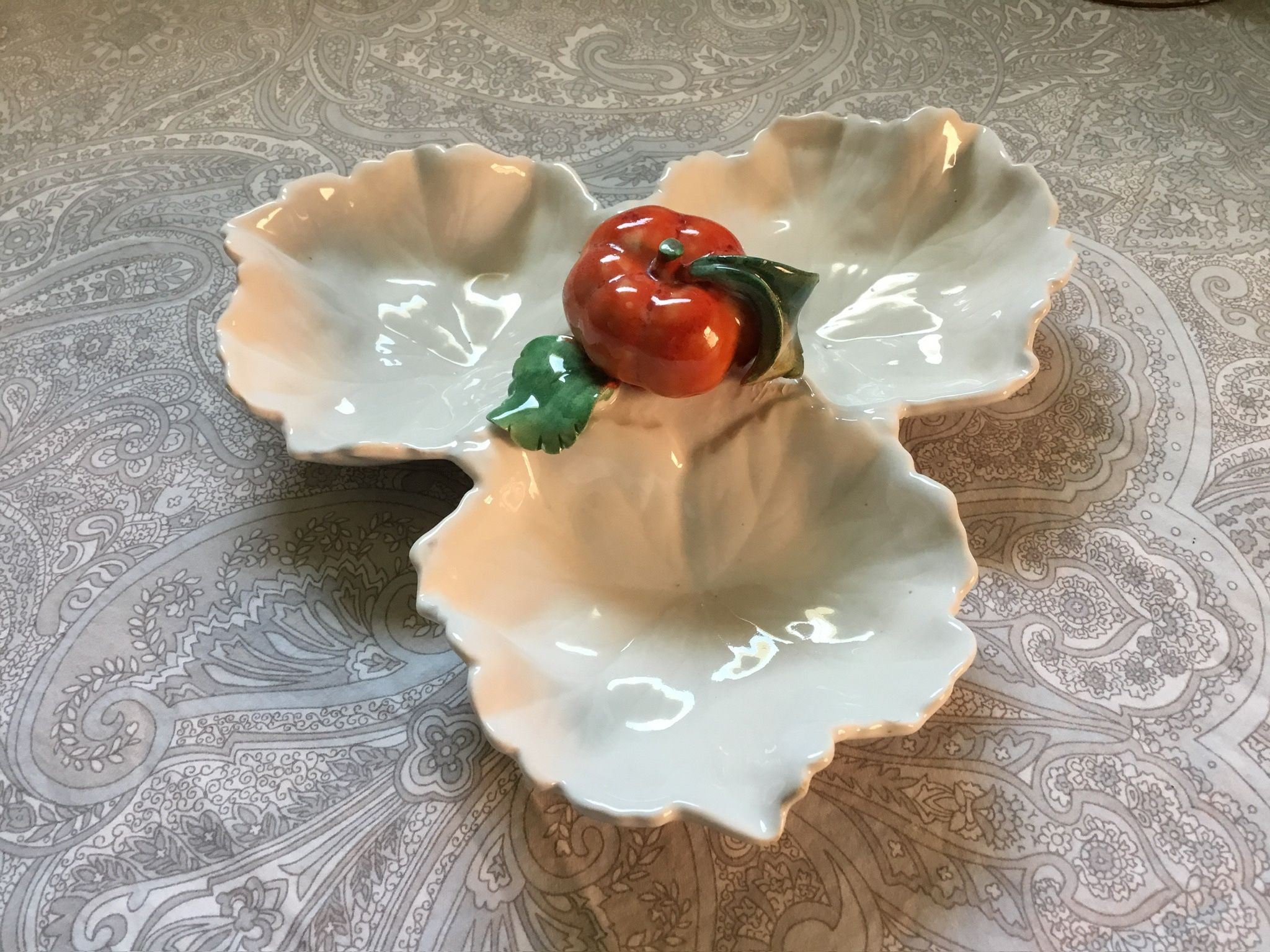 Vintage Italian Ceramic Tri-Leaf Shaped Dish