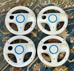Lot of 4 - OEM Official Nintendo Wii Mario Kart White Steering Wheels - RVL-024